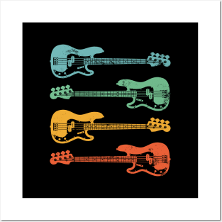 P-Style Bass Guitar Cool Retro Colors Posters and Art